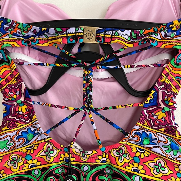 NWT Nanette Lepore Carnival One Piece Halter Bandeau Bustier Swimsuit Small - Picture 4 of 5